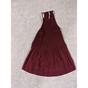 KIMCHI BLUE Rustic Red Accordion-Pleat Flowy A-Line Swing‎ Blouse Sz Sm